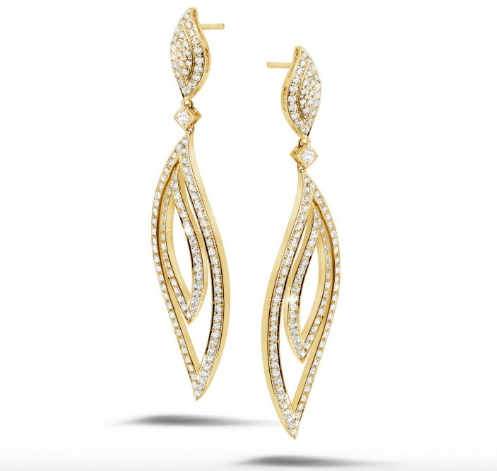 DIAMOND LEAF SHAPED DANGLE EARRINGS