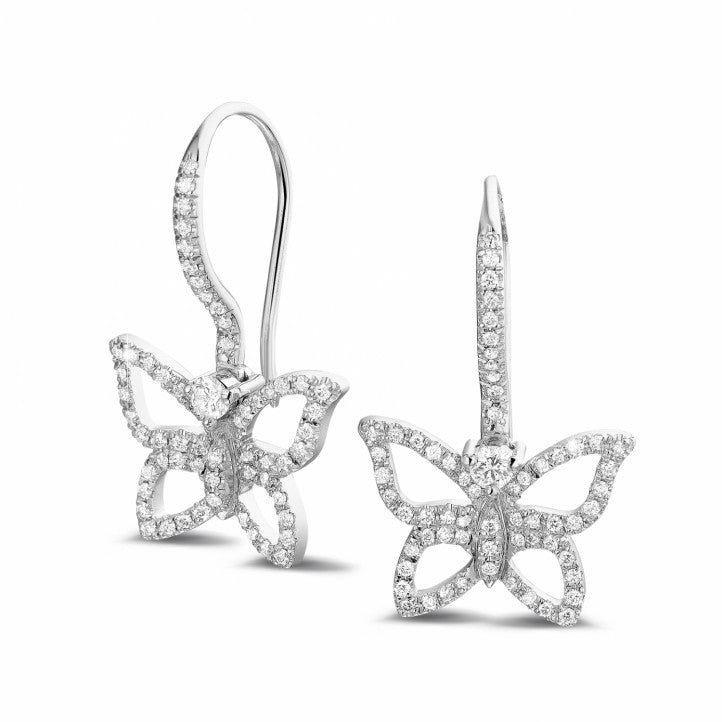 Dazzling White Gold Butterfly Earrings with 0.70 Carat Diamonds - A Mesmerizing Jewel!