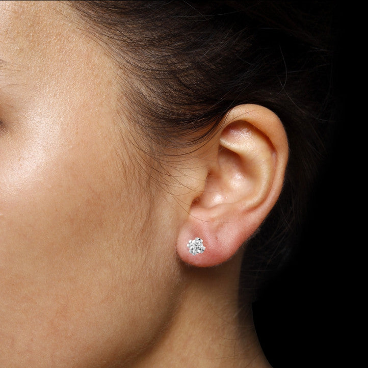 Radiant Brilliance: 1.00 Carat Diamond Earrings in White Gold with Eight Prongs