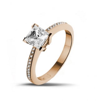 Princess Cut Side Stone Diamond Ring