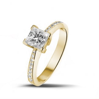 Princess Cut Side Stone Diamond Ring