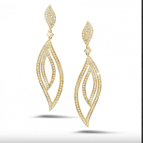 DIAMOND LEAF SHAPED DANGLE EARRINGS