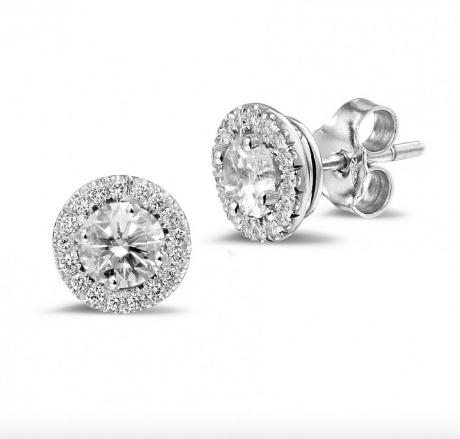 Diamond Halo Stud Earrings