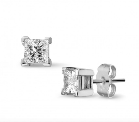 Princess Square Diamond Earring