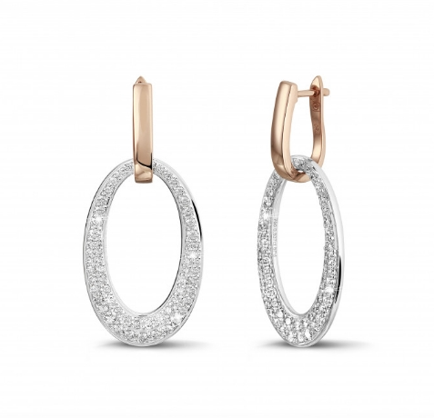 Diamond Oval Dangle Earrings