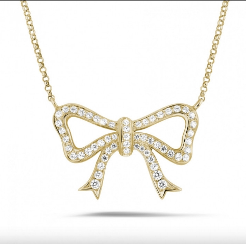 Bow Design Diamond Pendant Necklace