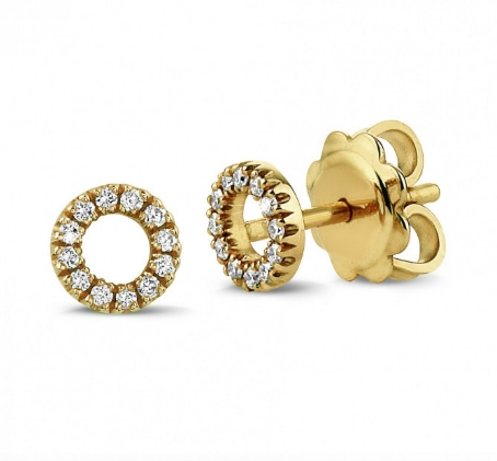 Circle Design Round Diamond Earrings