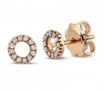 Circle Design Round Diamond Earrings