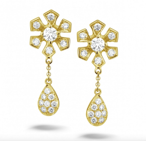 Floral Diamond Dangle Earring