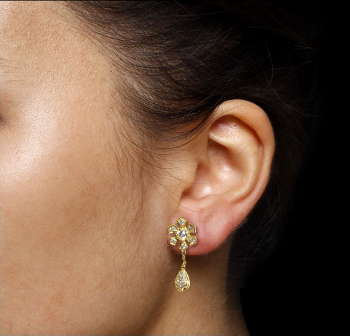 Floral Diamond Dangle Earring