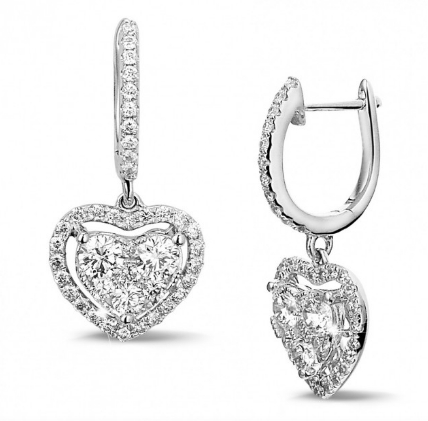 HEART-SHAPED DIAMOND DANGLE EARRING