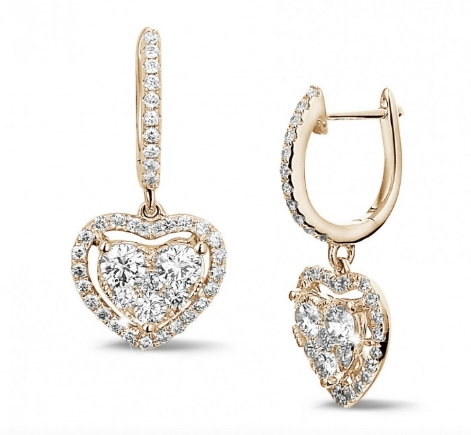HEART-SHAPED DIAMOND DANGLE EARRING